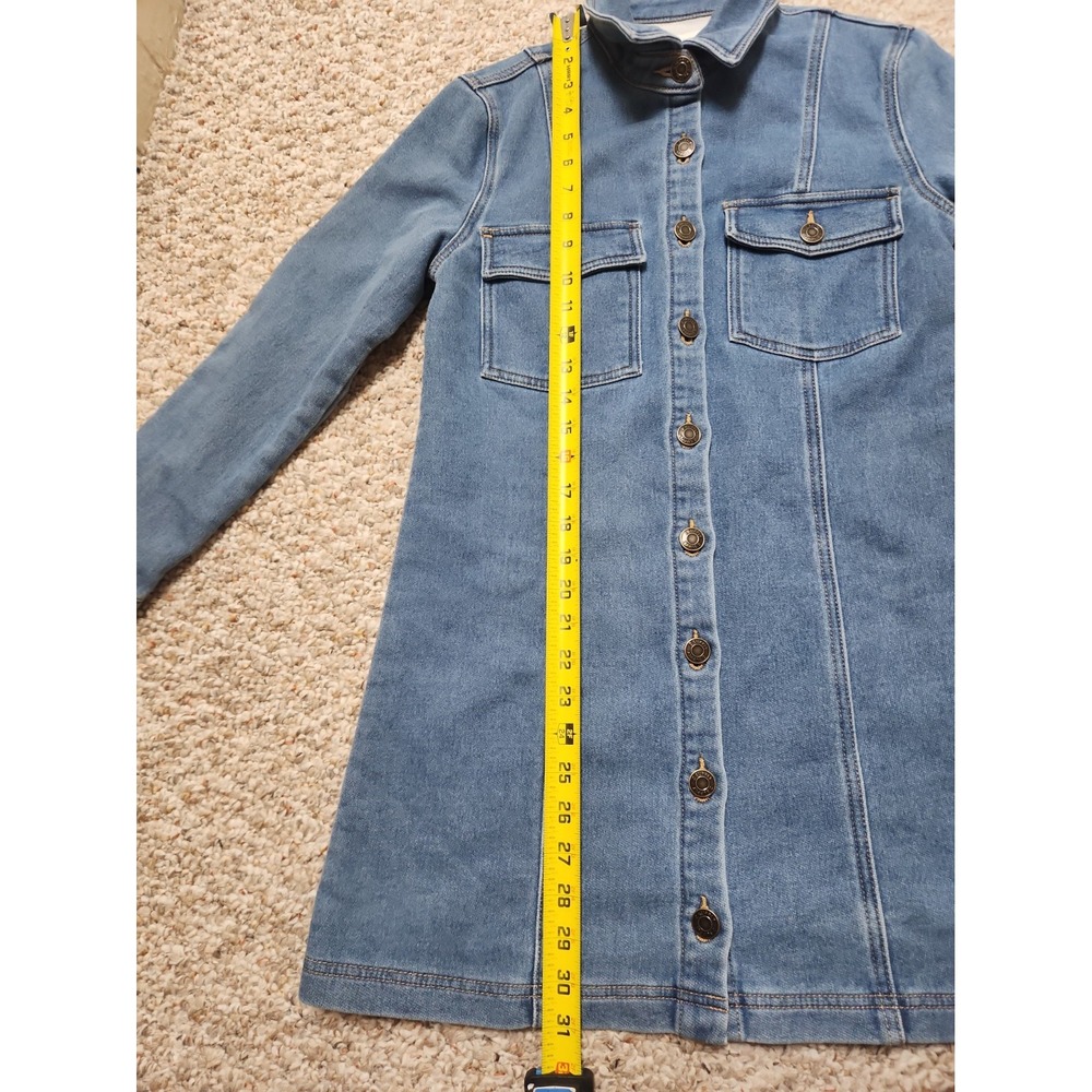 Z Supply Candice Knit Denim Dress Vintage Indigo Blue Mini Shirt Dress XS NWT - Picture 6 of 16